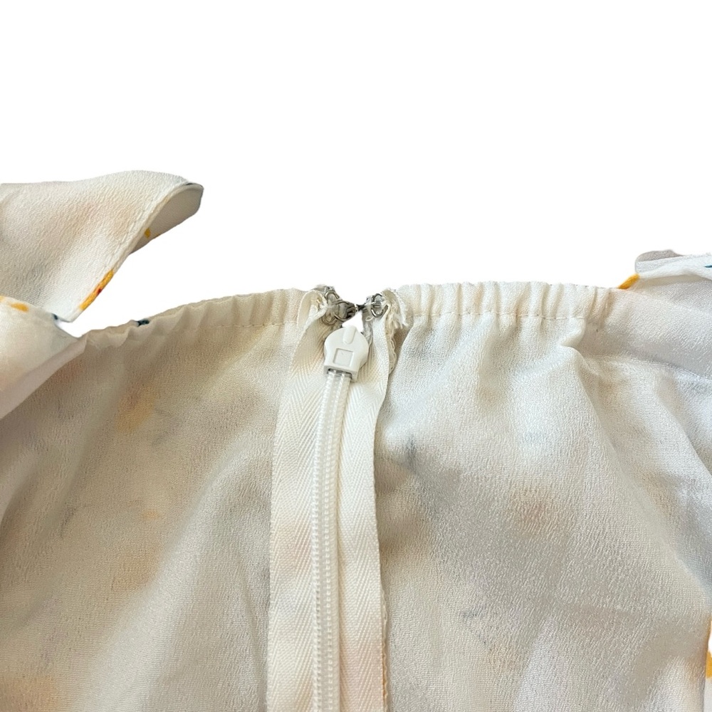 Lulus Strike A Posie White Floral Open Back Short Sleeve Flowy Mini Dress Medium - Picture 7 of 9